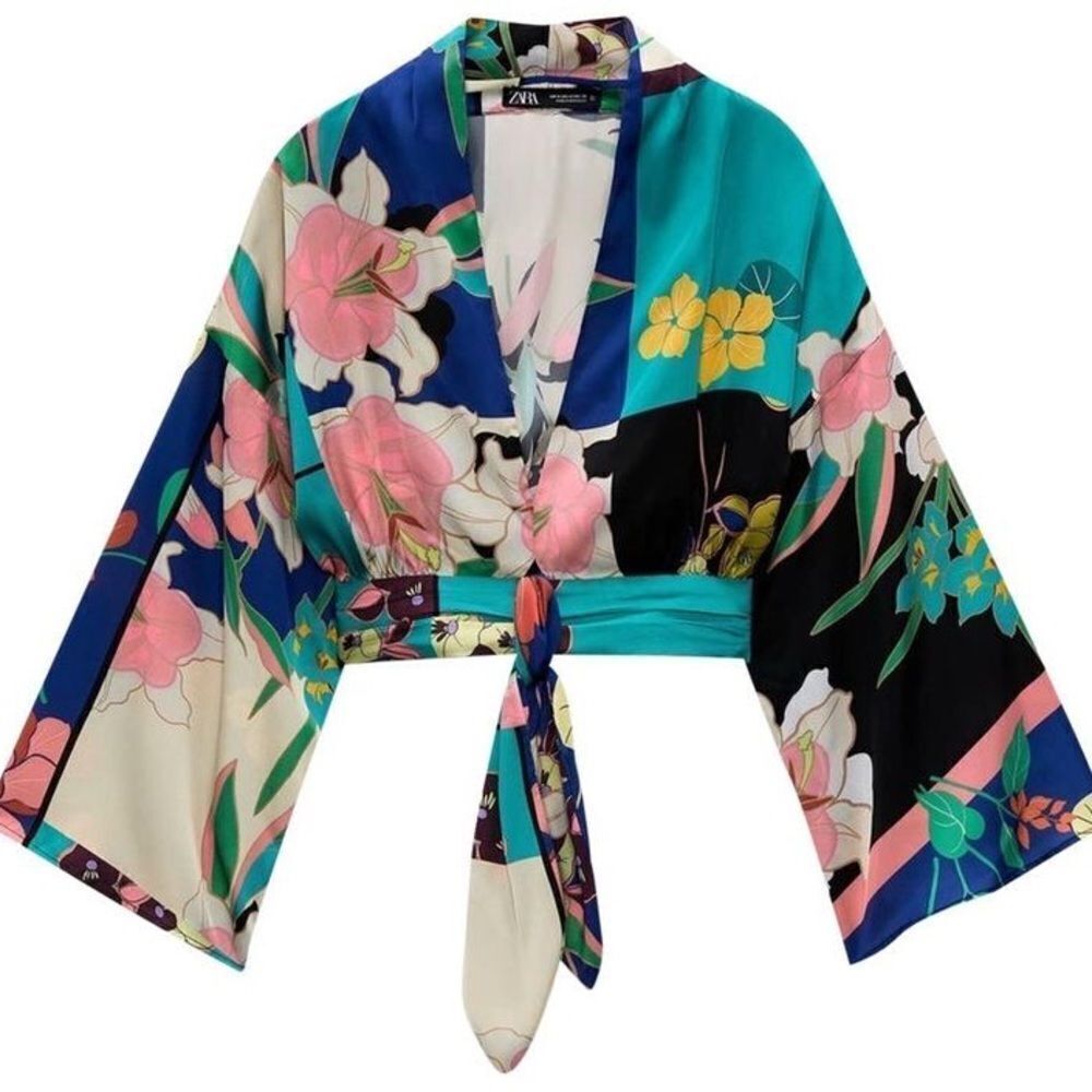 Zara Women’s Multicolored Floral Print Knotted Blouse X-small